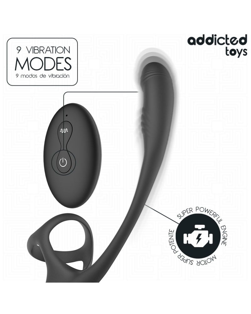 ADDICTED TOYS - PLUG ANALE CON VIBRAZIONE E OSCILLAZIONE A 360 E STIMOLATORE DEI TESTICOLI