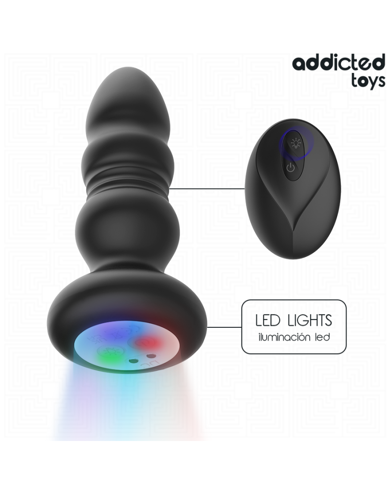 ADDICTED TOYS - TAPPO ANALE ROTANTE E VIBRANTE, LUCE LED, TELECOMANDO