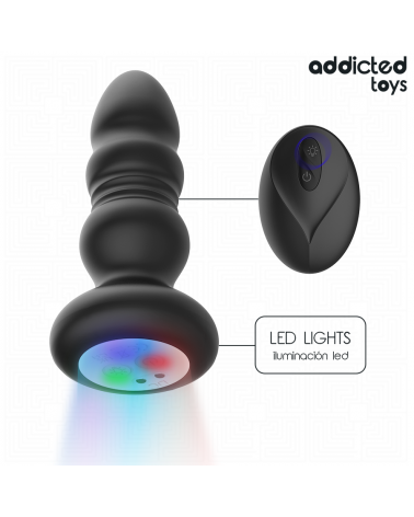 ADDICTED TOYS - TAPPO ANALE ROTANTE E VIBRANTE, LUCE LED, TELECOMANDO