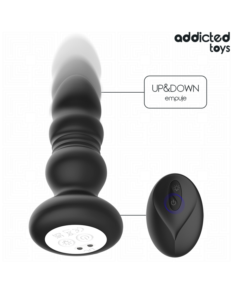 ADDICTED TOYS - TAPPO ANALE ROTANTE E VIBRANTE, LUCE LED, TELECOMANDO