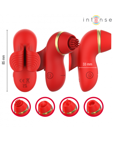 INTENSE - STIMOLATORE PATTY CON 4 TESTINE, ASPIRAZIONE, COLPIMENTO, SOLLETICO E LECCA