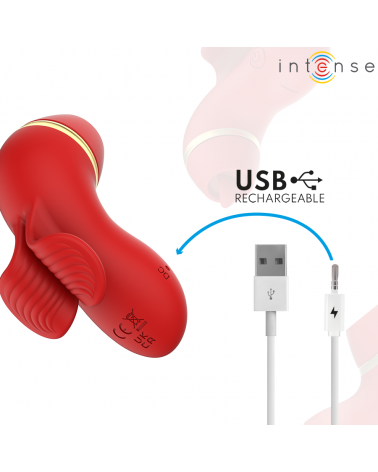 INTENSE - STIMOLATORE PATTY CON 4 TESTINE, ASPIRAZIONE, COLPIMENTO, SOLLETICO E LECCA