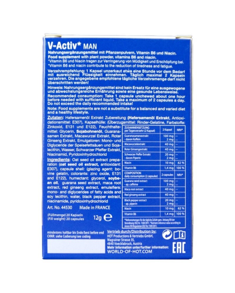 HOT - V-ACTIV CAPS UOMO 20 UNITÀ