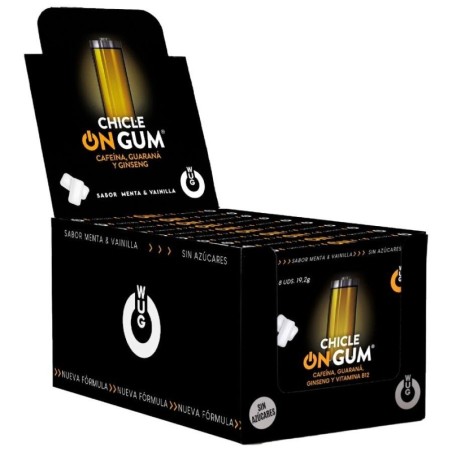 WUG GUM - ON CON CAFFEINA, GINSENG E GOMMA DI GUARANÀ  ESPOSITORE 12 X 8 UNITÀ