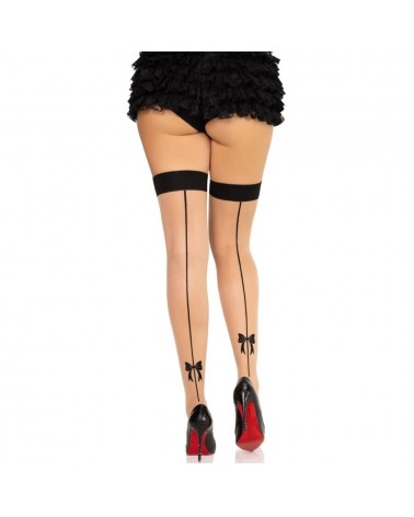 LEG AVENUE - 1963 CALZE CON RIGA POSTERIORE IN SPANDEX NERE - TAGLIA UNICA