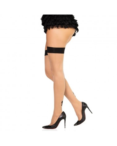 LEG AVENUE - 1963 CALZE CON RIGA POSTERIORE IN SPANDEX NERE - TAGLIA UNICA