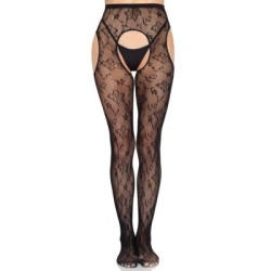 LEG AVENUE - COLLANT CON REGGICALZE BLOOM NET 1967 NERO - TAGLIA UNICA