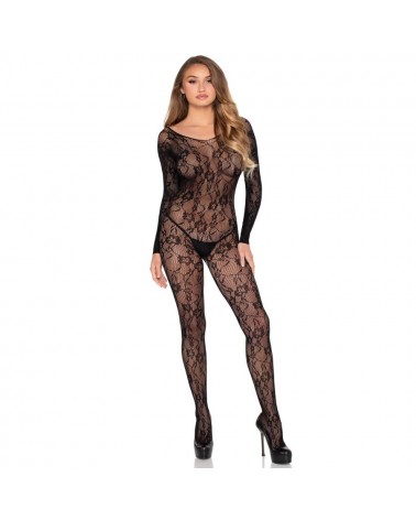 LEG AVENUE - 89366 BODYSTOCKING IN PIZZO NERO - TAGLIA UNICA