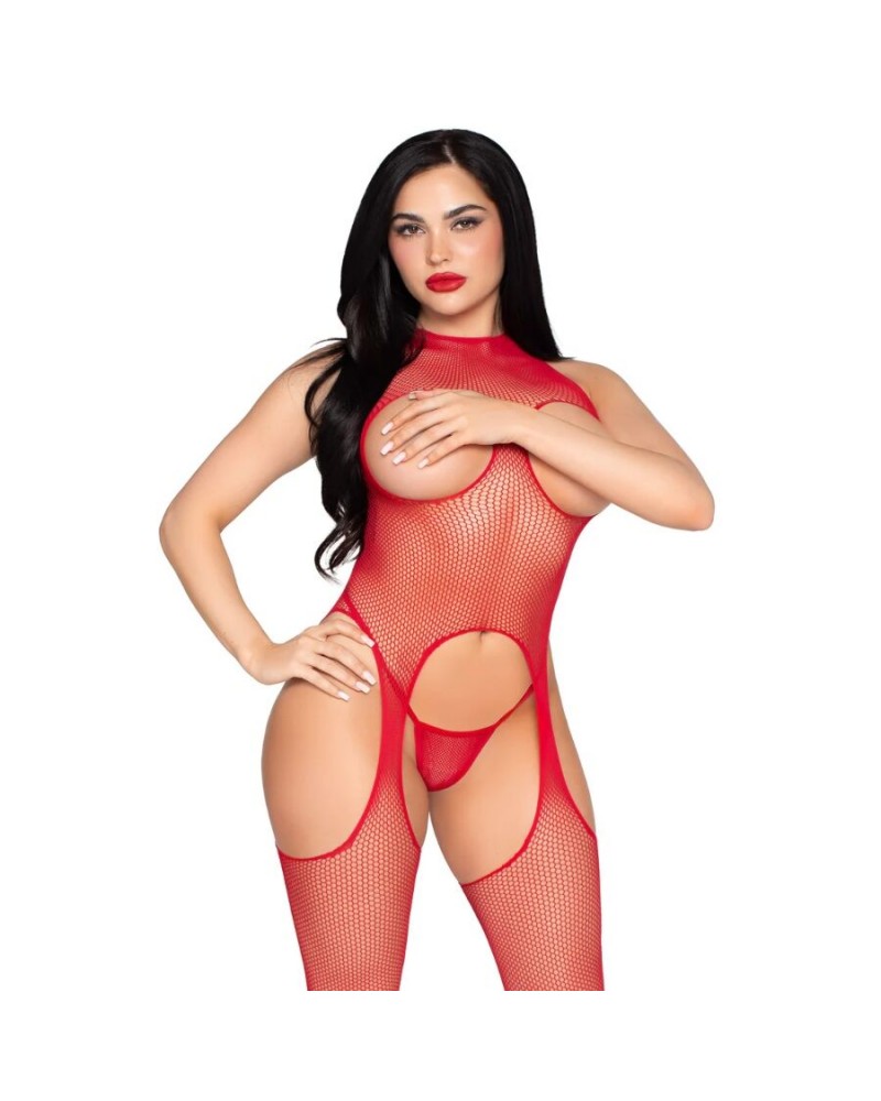 LEG AVENUE - 89374 BODYSTOCKING E SLIP SENZA COPPE ROSSO - TAGLIA UNICA