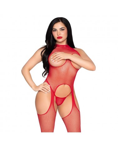 LEG AVENUE - 89374 BODYSTOCKING E SLIP SENZA COPPE ROSSO - TAGLIA UNICA