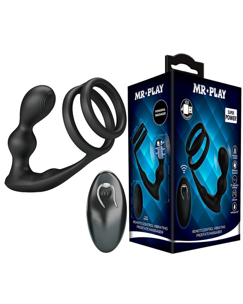 MR PLAY - PLUG ANALE VIBRANTE CON ANELLO PER PENE E TELECOMANDO