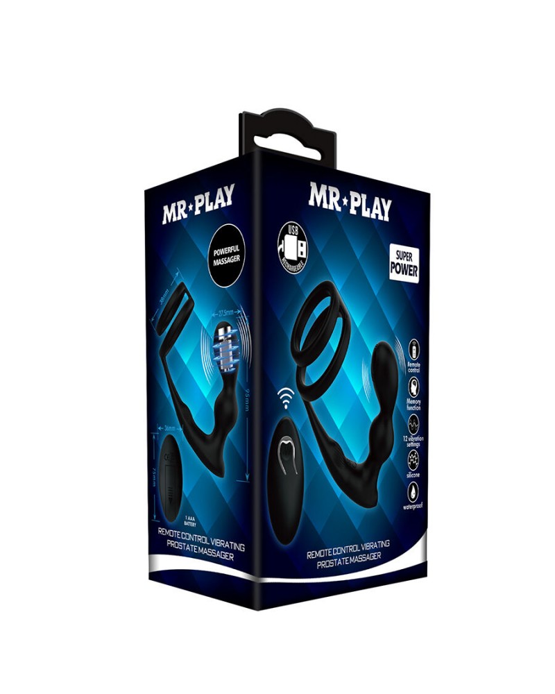 MR PLAY - PLUG ANALE VIBRANTE CON ANELLO PER PENE E TELECOMANDO