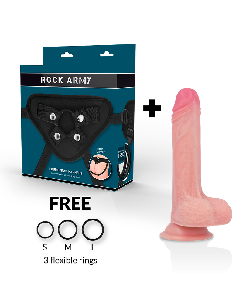 ROCKARMY - IMBRACATURA + SILICONE LIQUIDO PREMIUM MUSTANG REALISTICO 18 CM -O- 4.14 CM