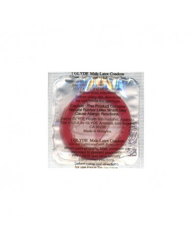 Glyde Vegan Strawberry preservativi di colore rosso al gusto fragola