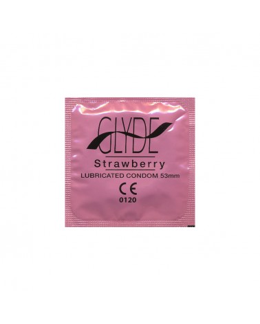 Glyde Vegan Strawberry preservativi di colore rosso al gusto fragola