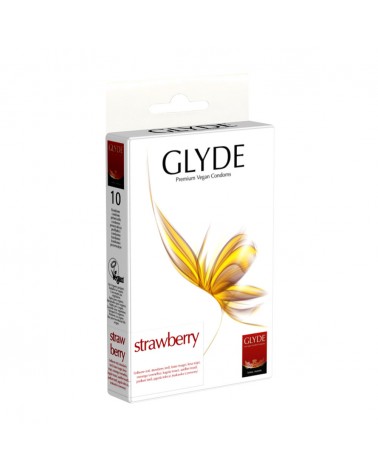 Glyde Vegan Strawberry preservativi di colore rosso al gusto fragola