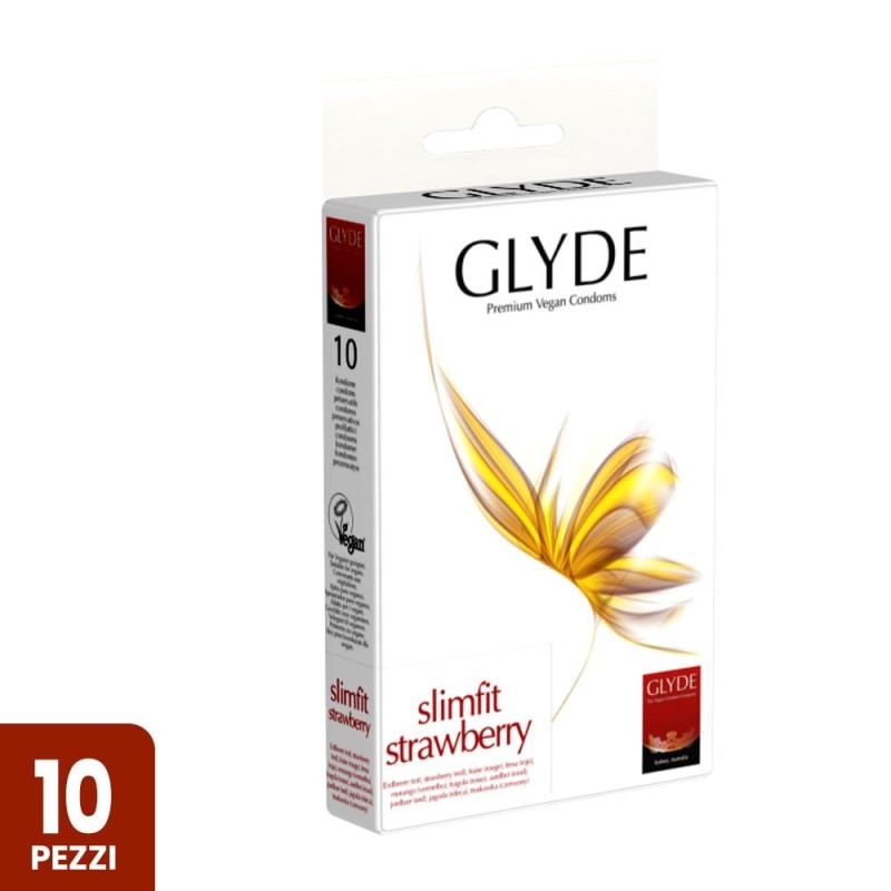 Glyde Slimfit Strawberry preservativi extrasmall gusto fragola rossi