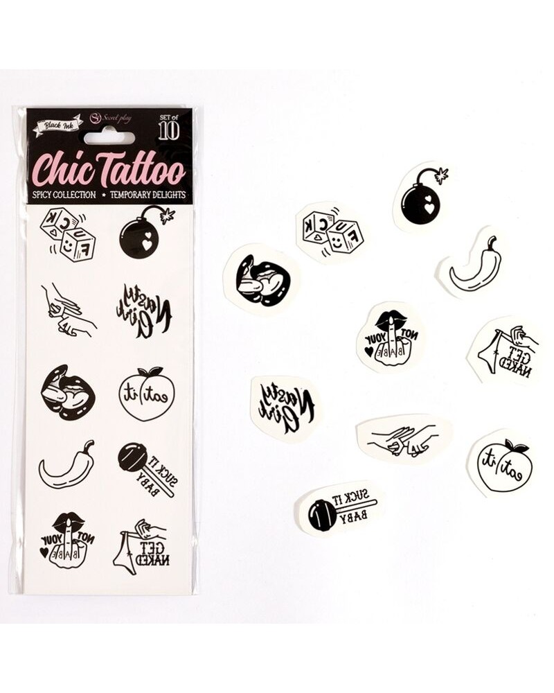 SECRET PLAY - SET DI 10 TATUAGGI TEMPORANEI DELLA COLLEZIONE SPICY