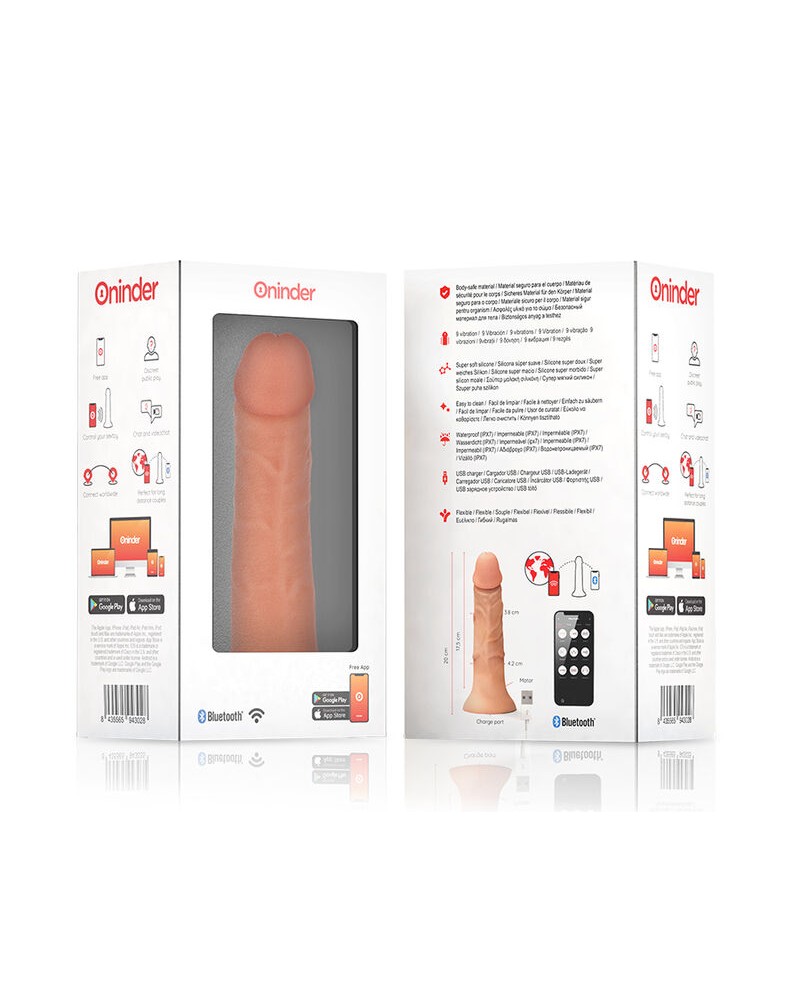 ONINDER - DILDO VIBRATORE MEDIO BOGOTÁ 9 VELOCITÀ NATURALE 20 CM -O- 4.2 CM - APP GRATUITA