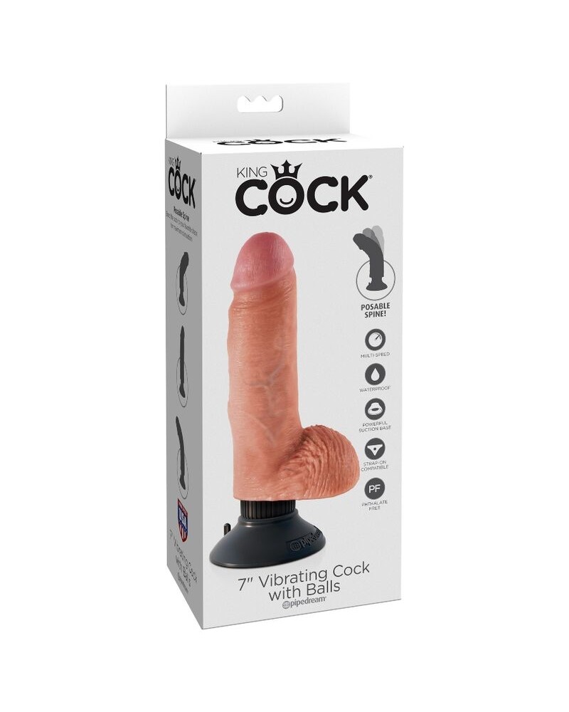 KING COCK - DILDO VIBRATORE CON TESTICOLI 17.78 CM NATURALE