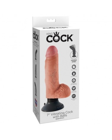 KING COCK - DILDO VIBRATORE CON TESTICOLI 17.78 CM NATURALE