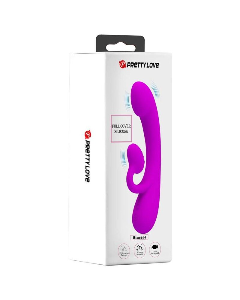 PRETTY LOVE - VIBRATORE SINCERO E VENTOSA CLITORIDE IN SILICONE VIOLA