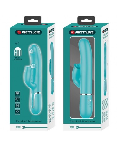 PRETTY LOVE - VIBRATORE CONIGLIO CON LECCATURA VERDE ACQUA