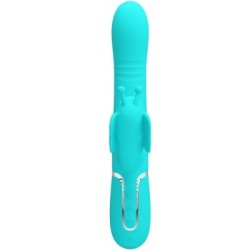 PRETTY LOVE - VIBRATORE MULTIFUNZIONE RABBIT 4 IN 1 FARFALLA VERDE ACQUA 2