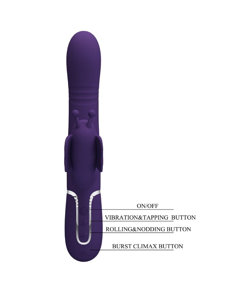 PRETTY LOVE - VIBRATORE MULTIFUNZIONE RABBIT 4 IN 1 FARFALLA VIOLA