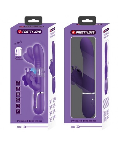 PRETTY LOVE - VIBRATORE MULTIFUNZIONE RABBIT 4 IN 1 FARFALLA VIOLA