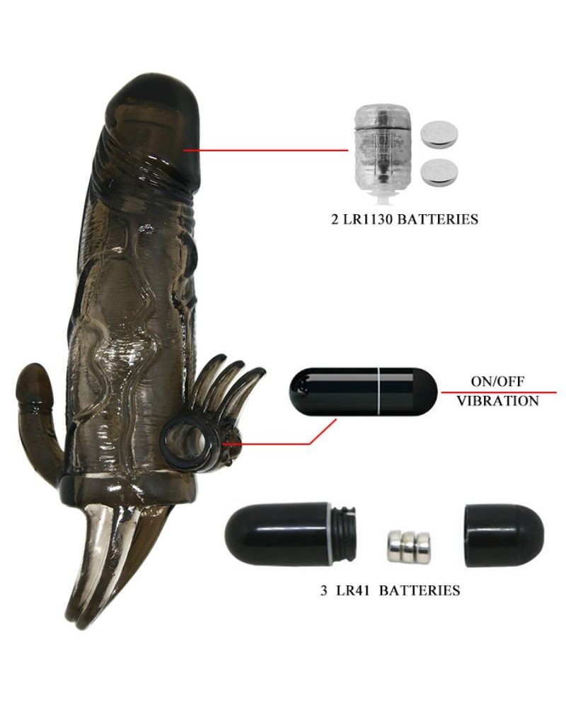 BAILE - COPRI PENE BRAVE MAN CON CLIT E STIMOLAZIONE ANALE DOPPIO BULLET NERO 16.5 CM