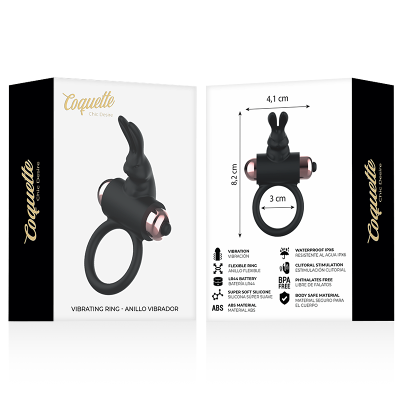 COQUETTE CHIC DESIRE - ANELLO FALLICO CON VIBRATORE NERO/ORO