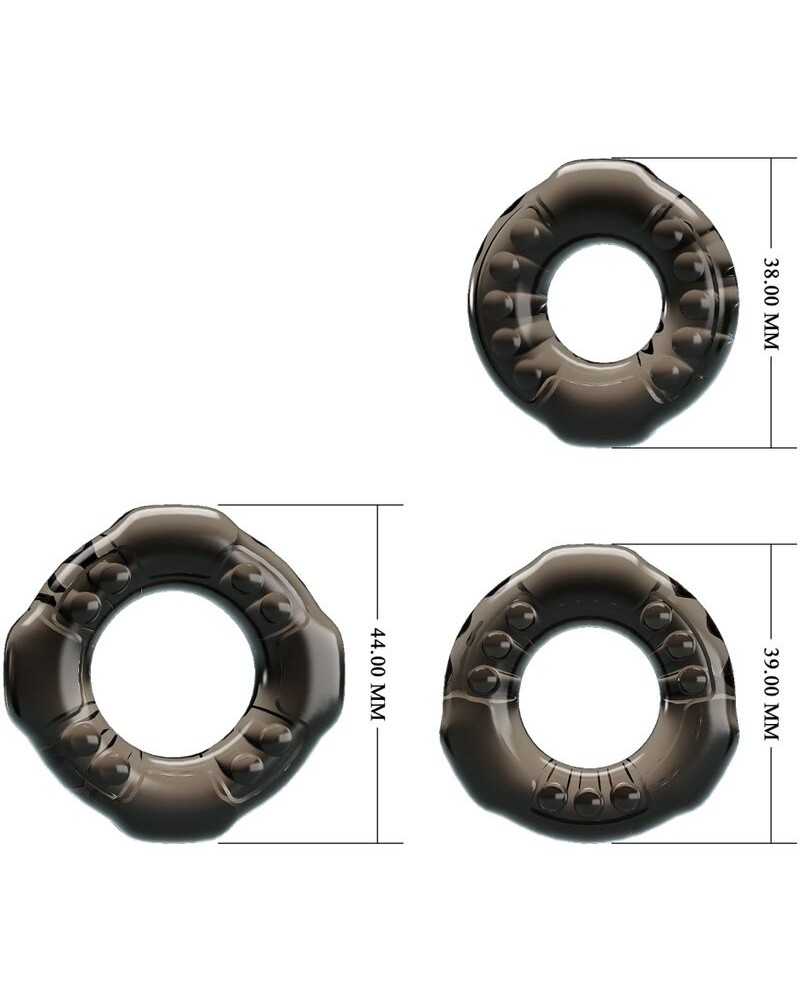 BAILE - ANELLI FALLICI YVONNE SET 3 ANELLI PER IL PENE