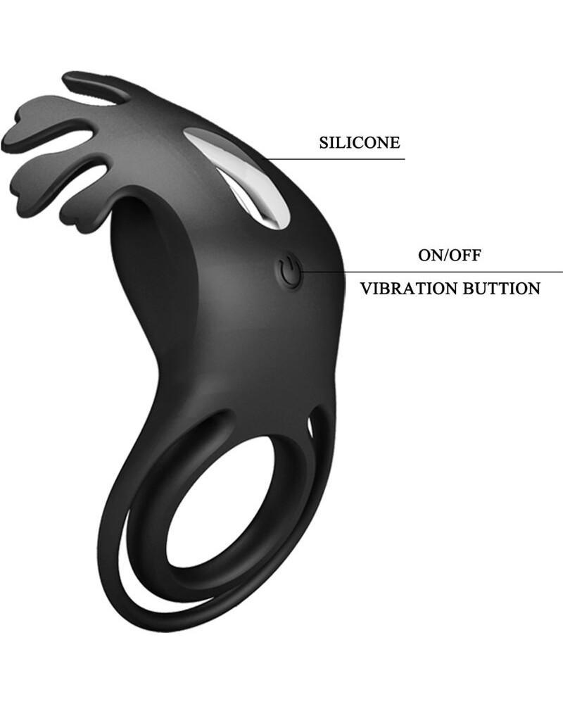 PRETTY LOVE - ANELLO VIBRATORE RUBEN 7 VIBRAZIONI IN SILICONE NERO