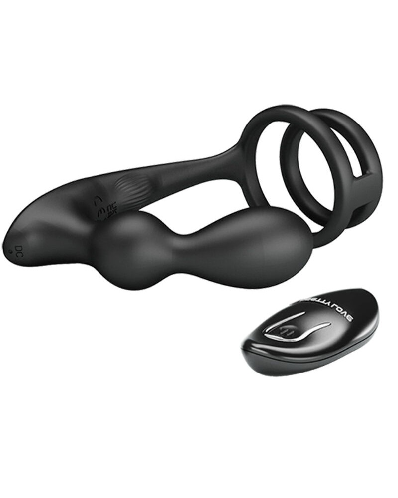 PRETTY LOVE - ANELLO PER PENE MARSHALL CON PLUG ANALE VIBRANTE CON TELECOMANDO