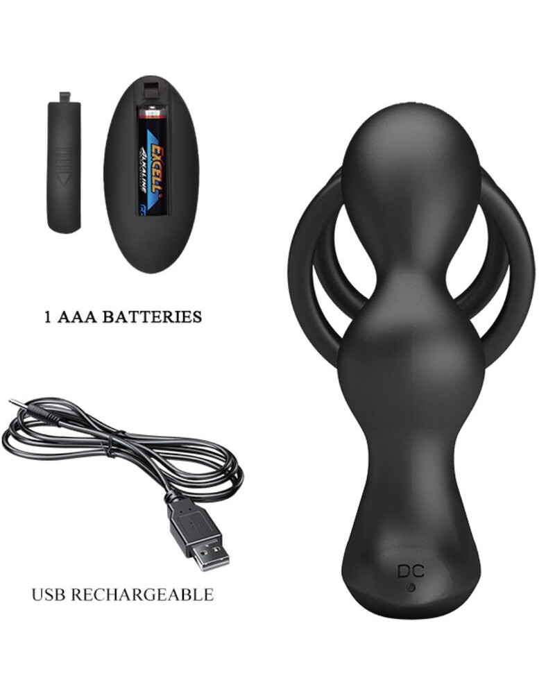 PRETTY LOVE - ANELLO PER PENE MARSHALL CON PLUG ANALE VIBRANTE CON TELECOMANDO