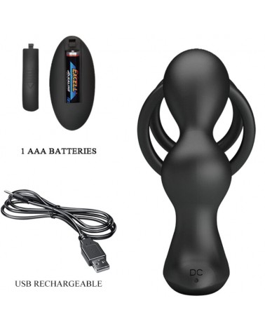 PRETTY LOVE - ANELLO PER PENE MARSHALL CON PLUG ANALE VIBRANTE CON TELECOMANDO