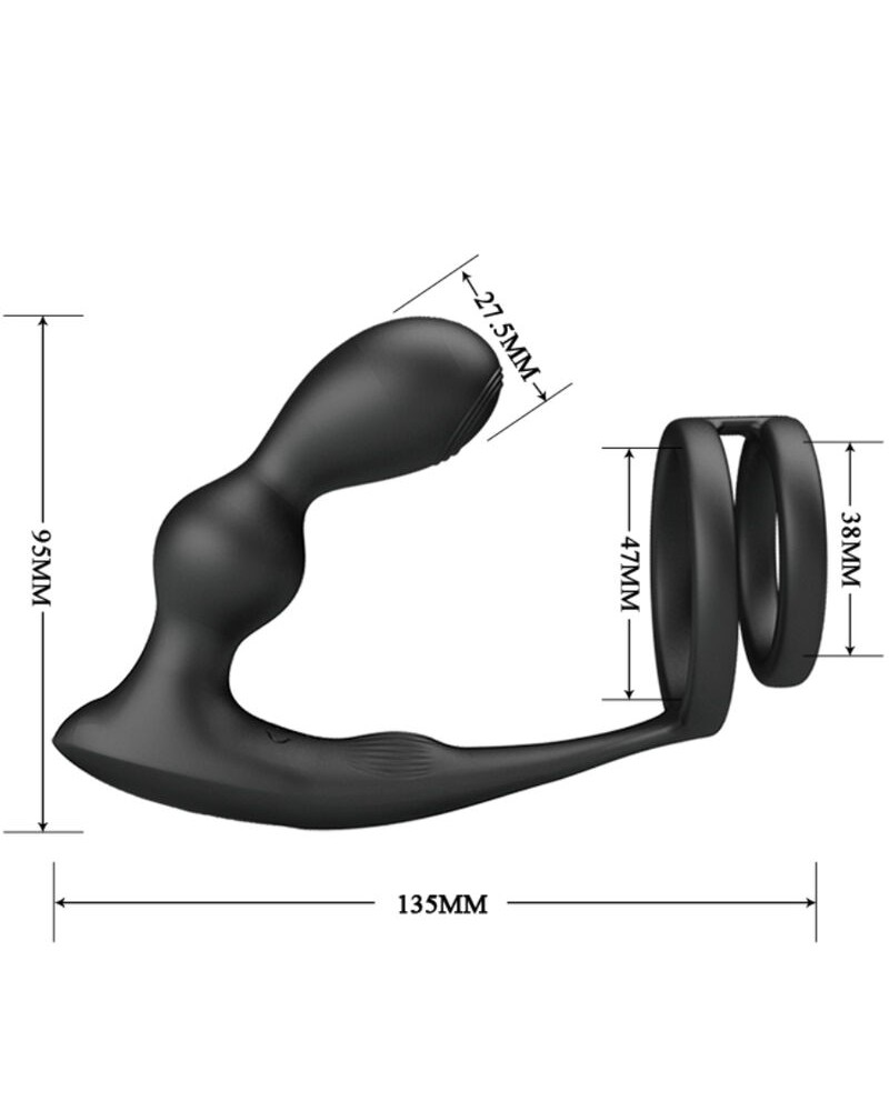 PRETTY LOVE - ANELLO PER PENE MARSHALL CON PLUG ANALE VIBRANTE CON TELECOMANDO