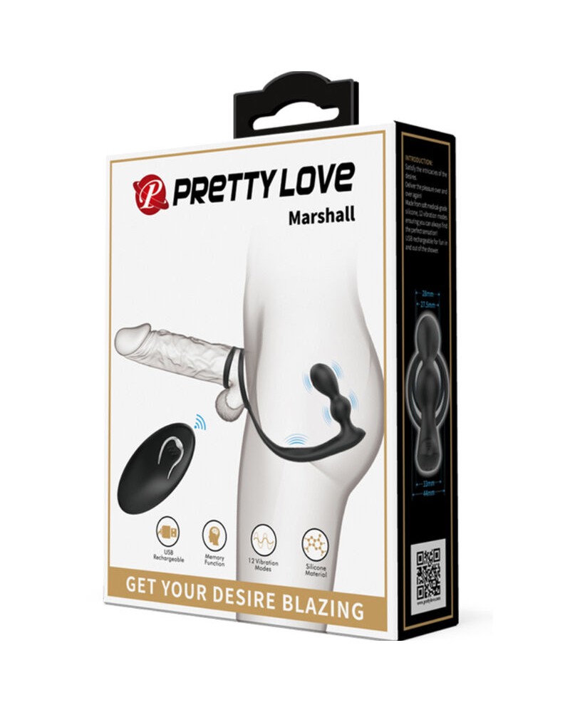 PRETTY LOVE - ANELLO PER PENE MARSHALL CON PLUG ANALE VIBRANTE CON TELECOMANDO