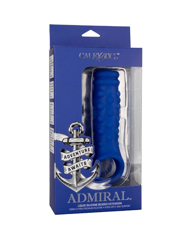 CALEXOTICS - ADMIRAL COPERTURA PER PENE CON PERLINE IN SILICONE LIQUIDO BLU