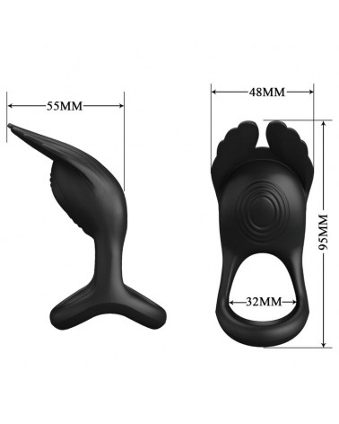 PRETTY LOVE - SILAS ANELLO PER PENE VIBRANTE 7 VIBRAZIONI IN SILICONE NERO