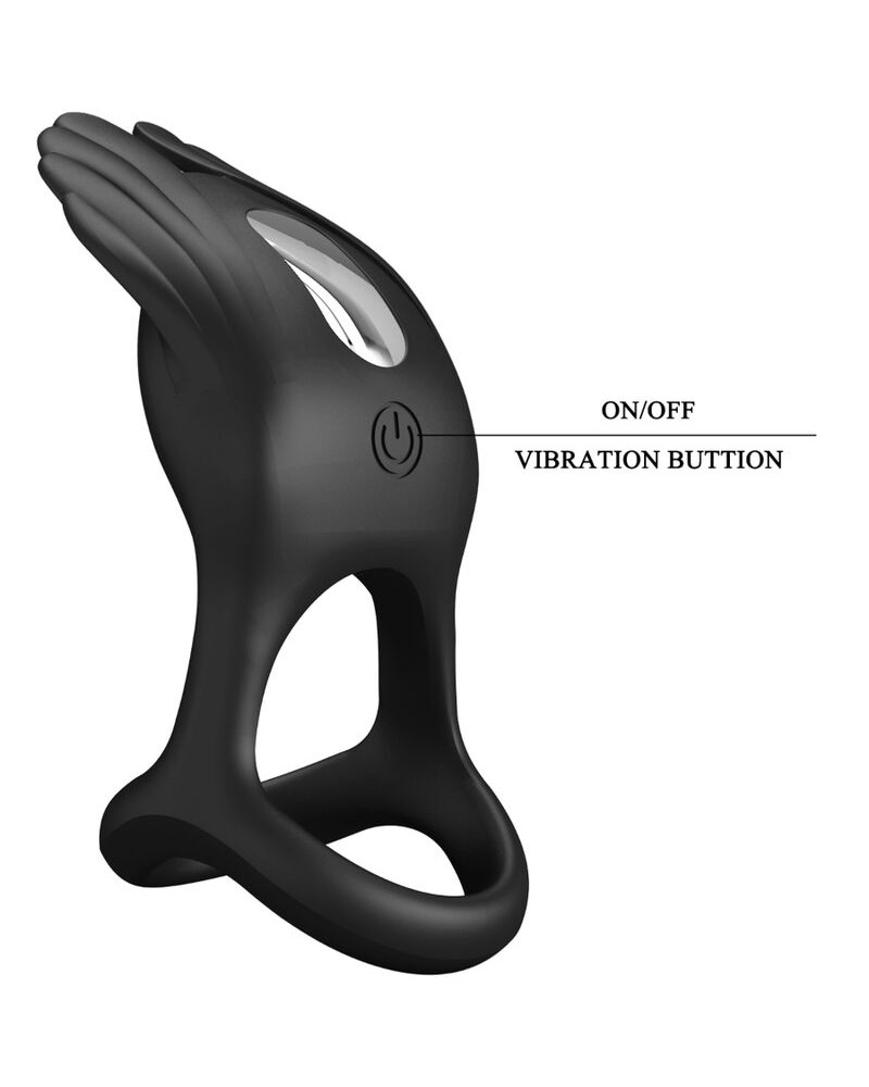 PRETTY LOVE - SILAS ANELLO PER PENE VIBRANTE 7 VIBRAZIONI IN SILICONE NERO