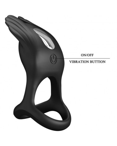 PRETTY LOVE - SILAS ANELLO PER PENE VIBRANTE 7 VIBRAZIONI IN SILICONE NERO