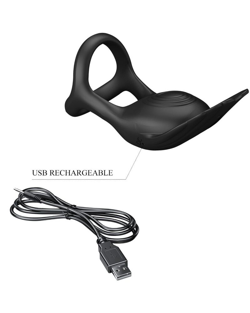 PRETTY LOVE - SILAS ANELLO PER PENE VIBRANTE 7 VIBRAZIONI IN SILICONE NERO