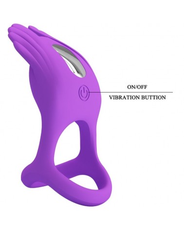 PRETTY LOVE - SILAS ANELLO PER PENE VIBRANTE 7 VIBRAZIONI IN SILICONE VIOLA