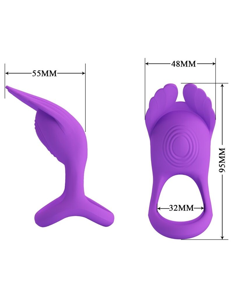 PRETTY LOVE - SILAS ANELLO PER PENE VIBRANTE 7 VIBRAZIONI IN SILICONE VIOLA
