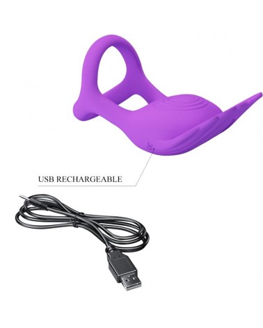 PRETTY LOVE - SILAS ANELLO PER PENE VIBRANTE 7 VIBRAZIONI IN SILICONE VIOLA
