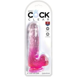 KING COCK - CLEAR PENE REALISTICO CON SFERE 13.5 CM ROSA 2