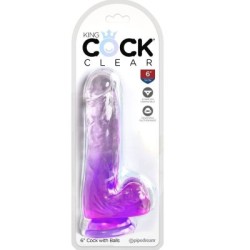 KING COCK - CLEAR PENE REALISTICO CON SFERE 13.5 CM VIOLA 2