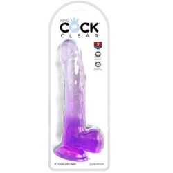 KING COCK - CLEAR DILDO CON TESTICOLI 20.3 CM VIOLA 2